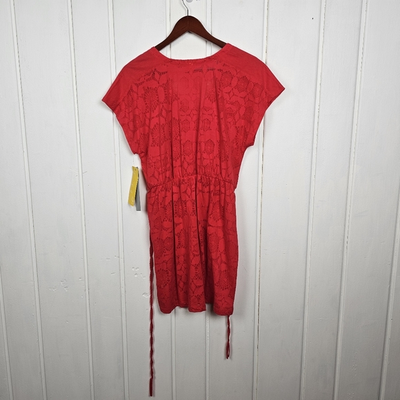 Lole Pomegranate Rumba 2 Braided Belt Sheer Floral Mini Dress Medium - Picture 7 of 8